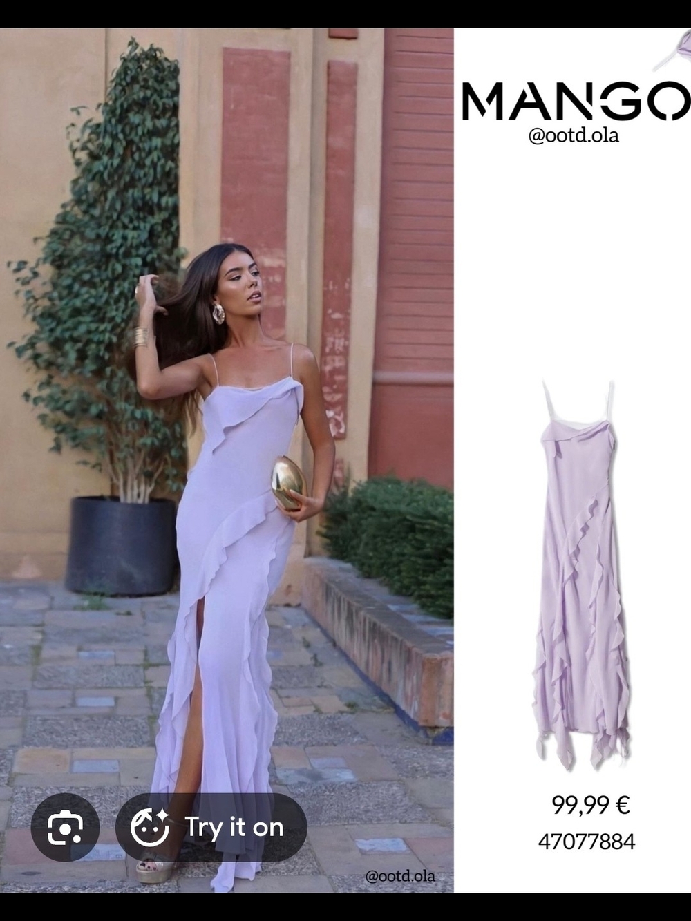 Mango Lilac Ruffle Slip Dress